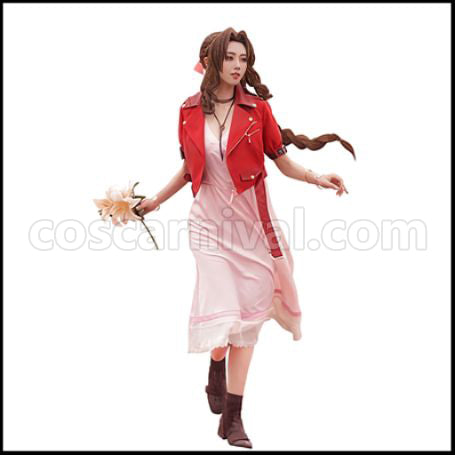 FF7R REMAKE FINAL FANTASY Aerith Gainsborough Cosplay Costume coscarnival - Front View