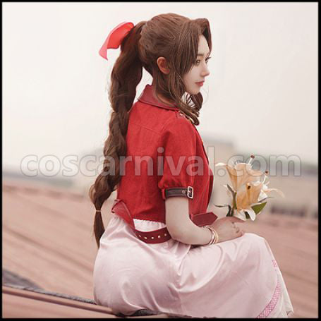 FF7R REMAKE FINAL FANTASY Aerith Gainsborough Cosplay Costume coscarnival - Back View
