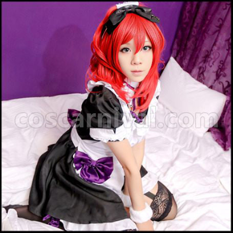 Love Live! Maid Mogu Mogu Love in Approach! Maki Nishikino Cosplay Costume coscarnival - Back View