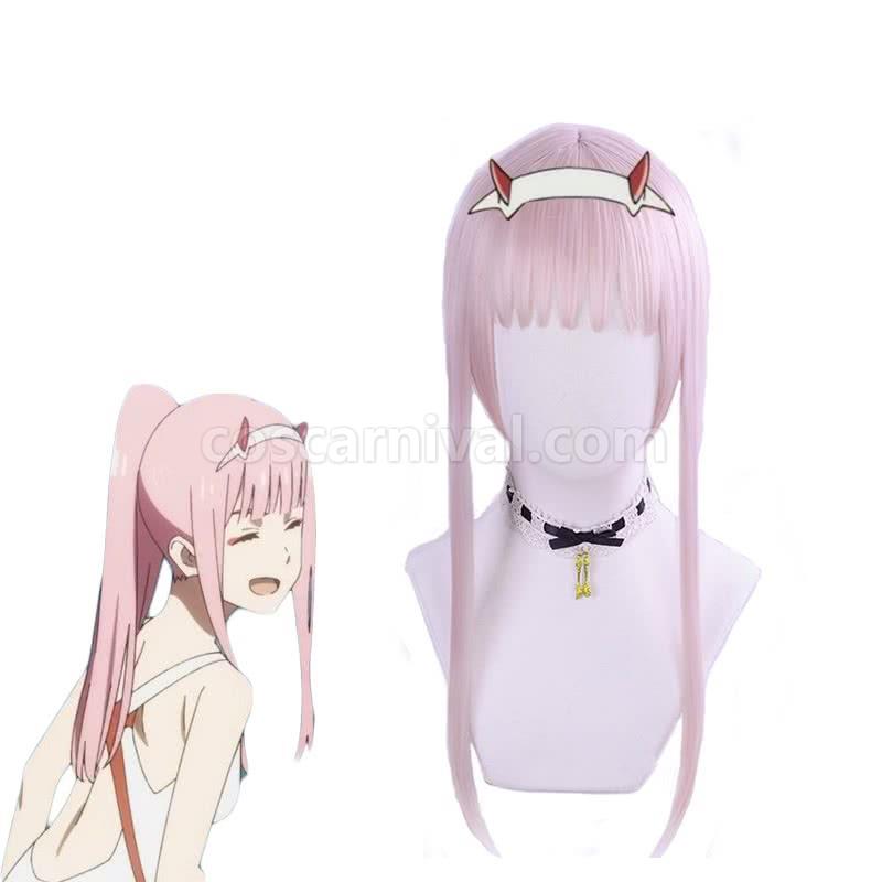 darling in the franxx 02 zero two pink long ponytail wig custom cosplays