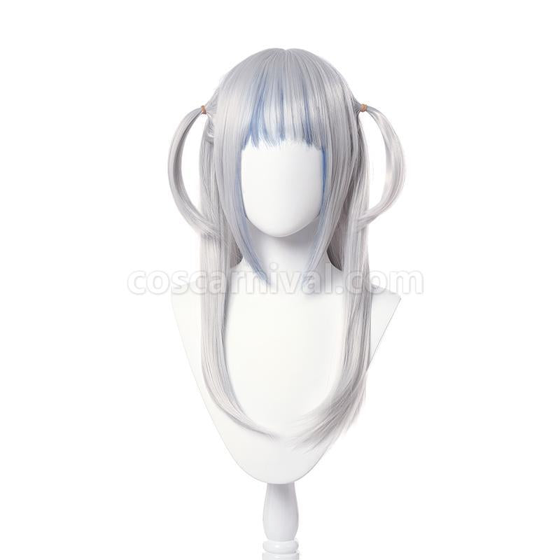 hololive english vtuber gawr gura blue mixed white long wigs anime cosplay costumes