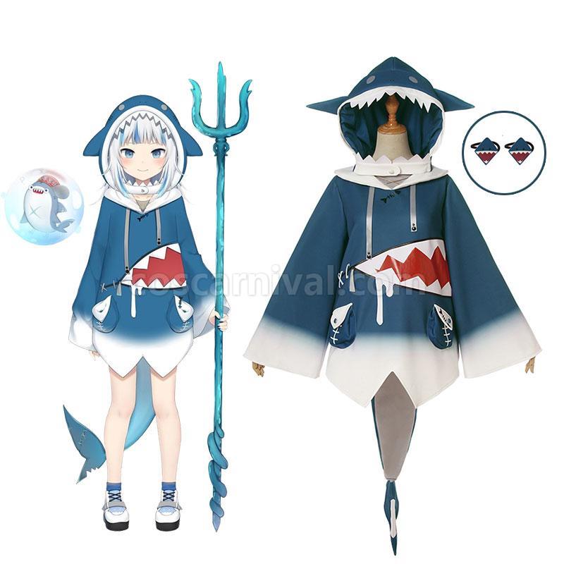 Hololive English Vtuber Gawr Gura With Tail Cosplay Costume coscarnival