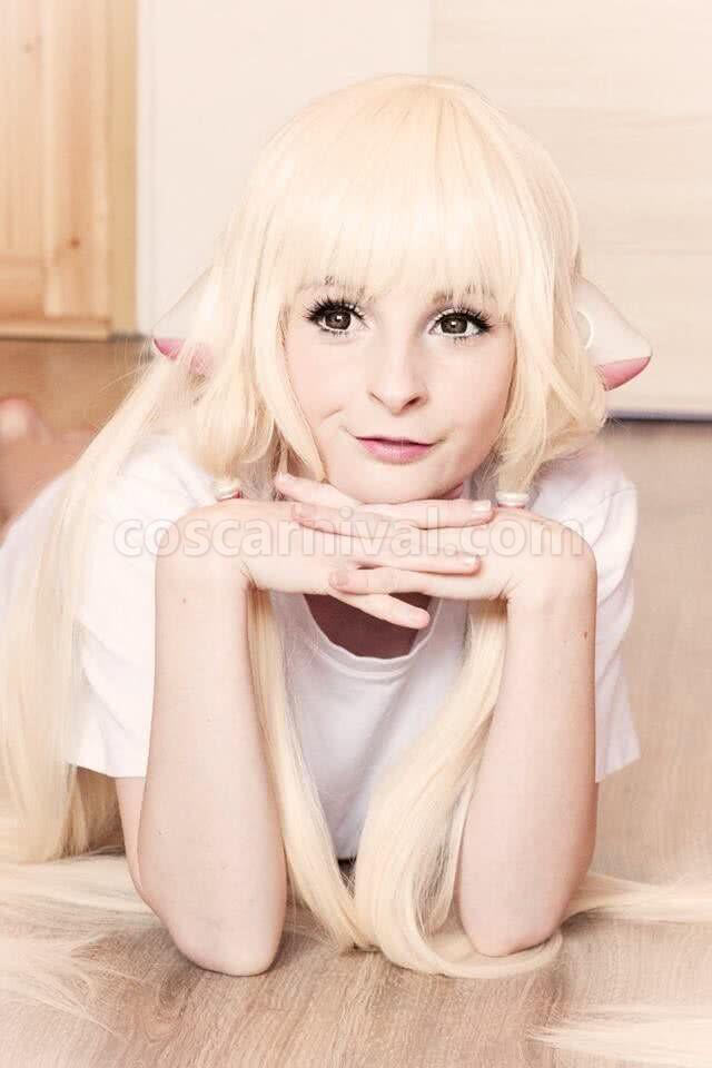 human computer angel supper long straight light blonde wigs costume