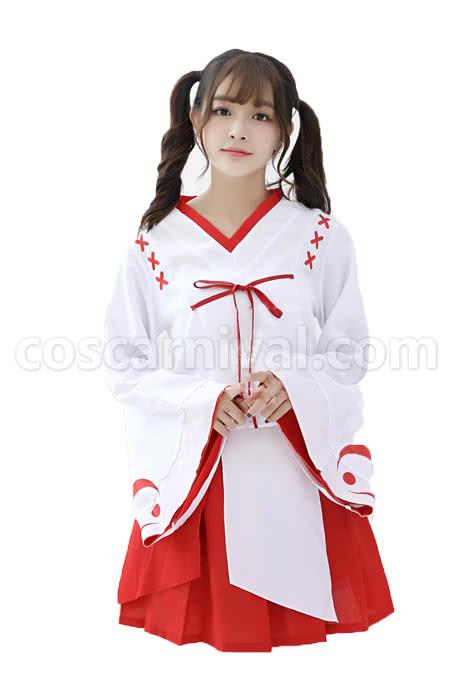 Inuyasha Kikyo Red Kimono Cosplay Costume