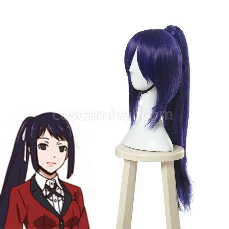 kakegurui sayaka igarashi purple mixed blue long straight wigs anime costumes