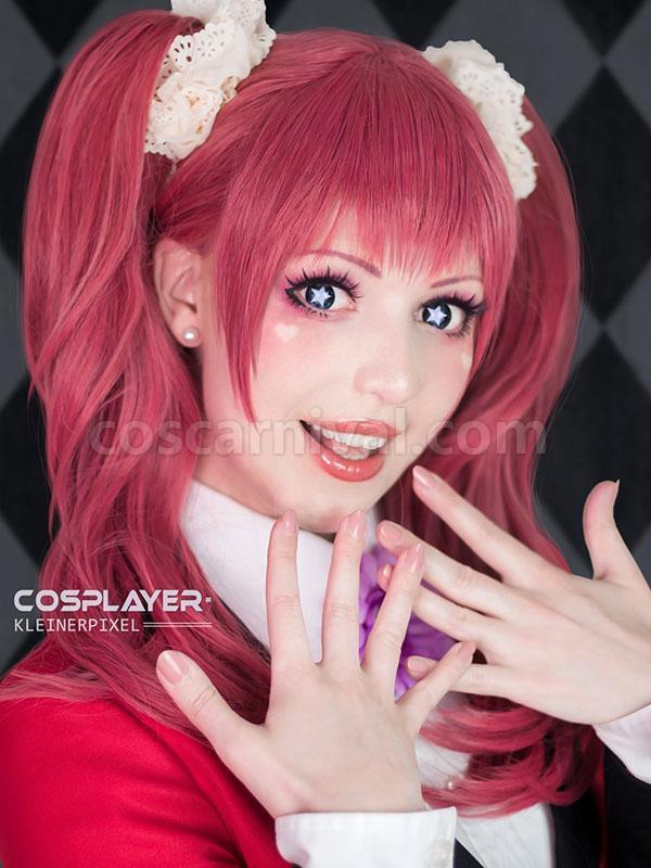 kakegurui yumemite yumemi 100cm long pink straight wigs cosplay costumes