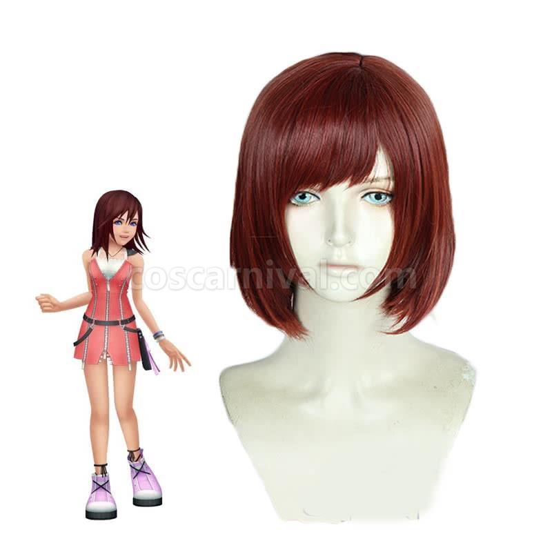 kingdom hearts iii kairi short straight wine red wigs cosplays