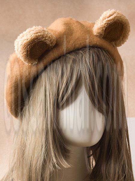 Sweet Lolita Beret Cute Bear Ear Wool Lolita Hat coscarnival