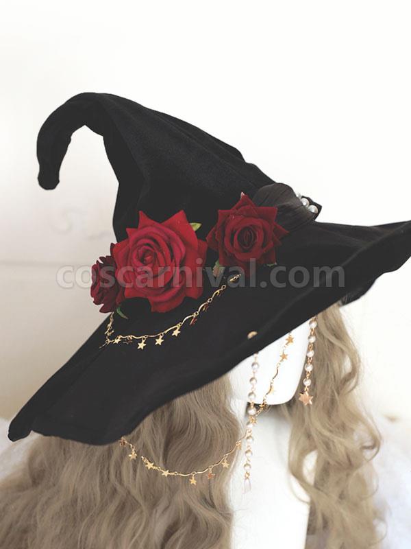 ゴスロリ帽子 ローズ?チェーン アクセサリー ポリエステル 赤 ロリータ アクセサリー coscarnival