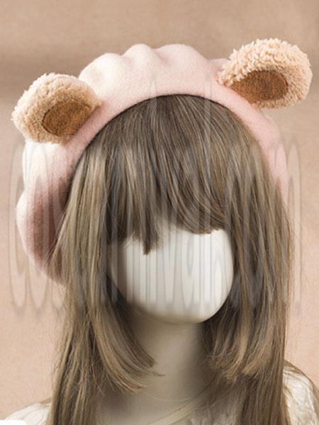 Sweet Lolita Beret Cute Bear Ear Wool Lolita Hat coscarnival
