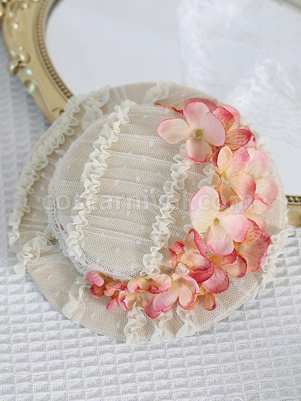 ROCOCO Style Lolita Hat Flowers Accessory Beige Lolita Accessories