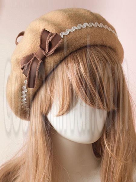 Sweet Lolita Hat Wool Bow Pom Pom Lolita Beret coscarnival
