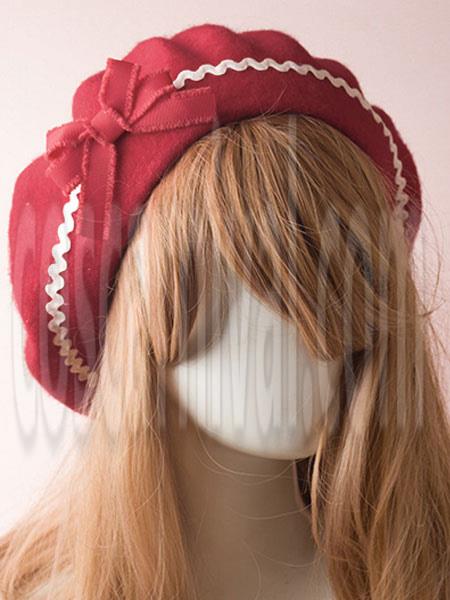 Sweet Lolita Hat Wool Bow Pom Pom Lolita Beret coscarnival