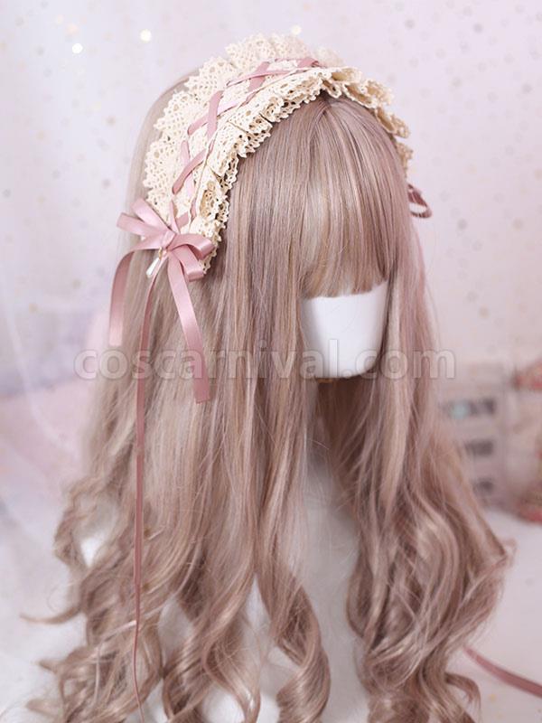 Sweet Lolita Headdress Bow Lace Ruffle Lolita Hair Accessory coscarnival