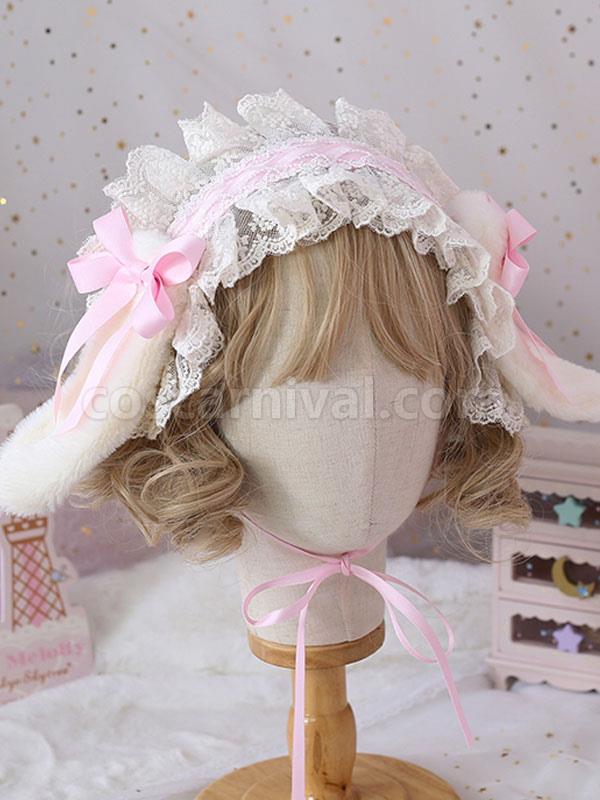 Sweet Lolita Headdress Bunny Ears Lace?Bows Lace Headband