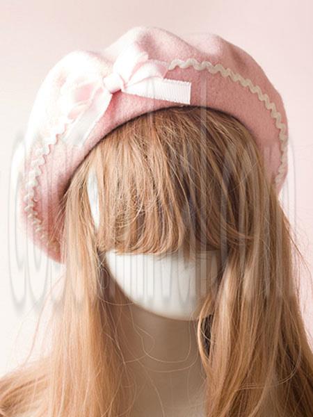 Sweet Lolita Hat Wool Bow Pom Pom Lolita Beret