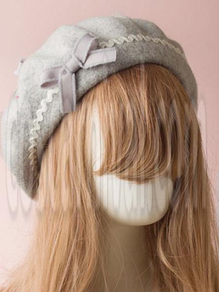 Sweet Lolita Hat Wool Bow Pom Pom Lolita Beret