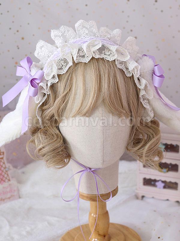 Sweet Lolita Headdress Bunny Ears Lace?Bows Lace Headband