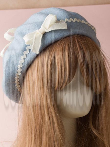Sweet Lolita Hat Wool Bow Pom Pom Lolita Beret