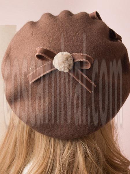 Sweet Lolita Hat Wool Bow Pom Pom Lolita Beret