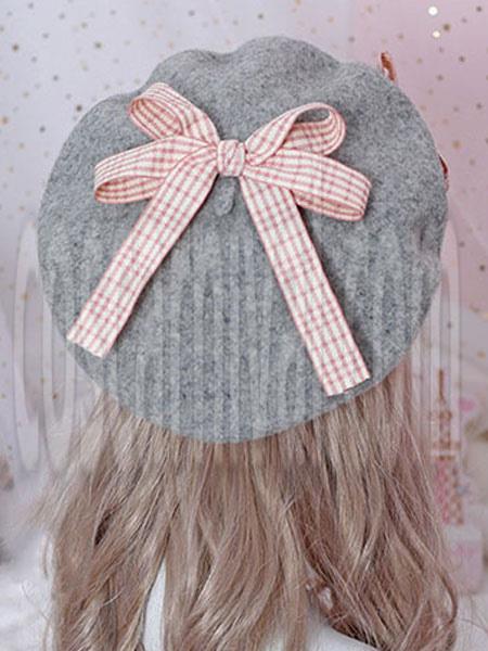 Sweet Lolita Beret Daisy Floral Bow Wool Lolita Hat