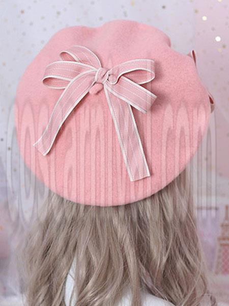 Sweet Lolita Beret Daisy Floral Bow Wool Lolita Hat