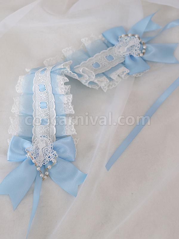 Sweet Lolita Headdress Blue Lace?Bows Lace Headband Headwear Lolita Hair Accessories