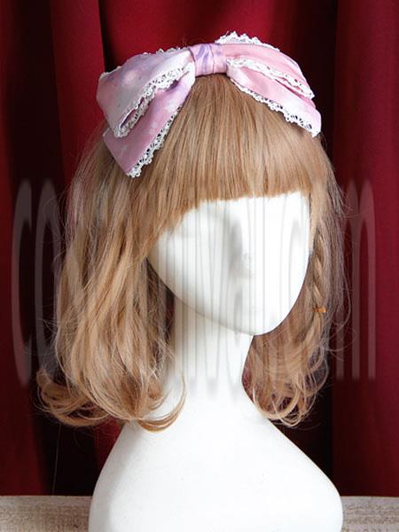 Sweet Organza Lolita Headbow Rainbow Cotton Candy Embroidery Trim