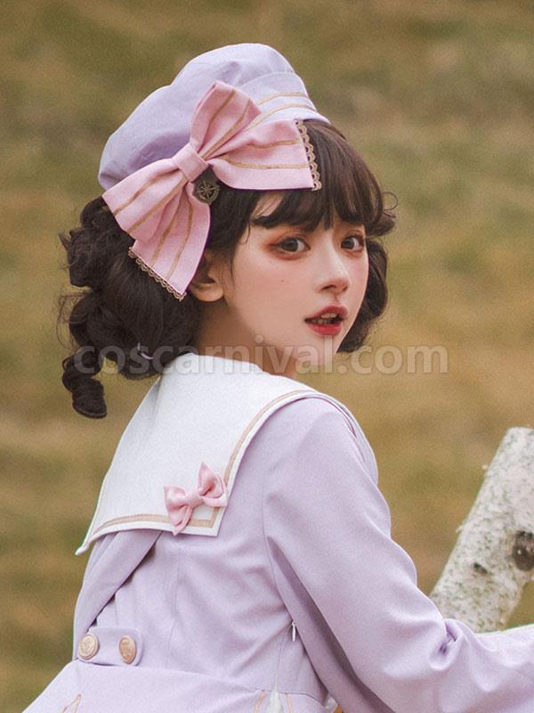 Academic Lolita Hat Accessory Polyester Purple Lolita Accessories