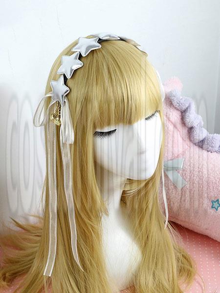 Sweet Lolita Headband Gold Star Ribbons Lolita Headpieces coscarnival