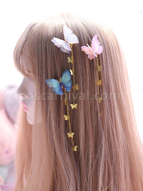 Chinese Style Lolita Headwear Chains Butterfly Han Lolita Hai Accessories coscarnival