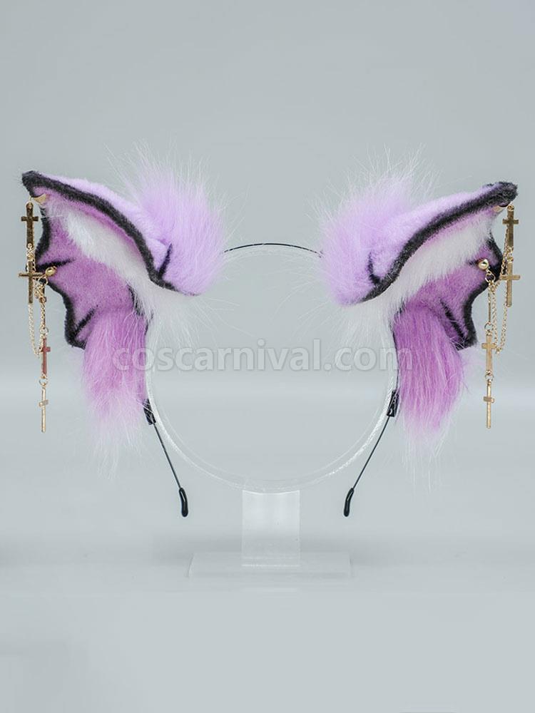 자주색 Lolita 부속품 동물성 귀 폴리에스테르섬유 잡다한 coscarnival