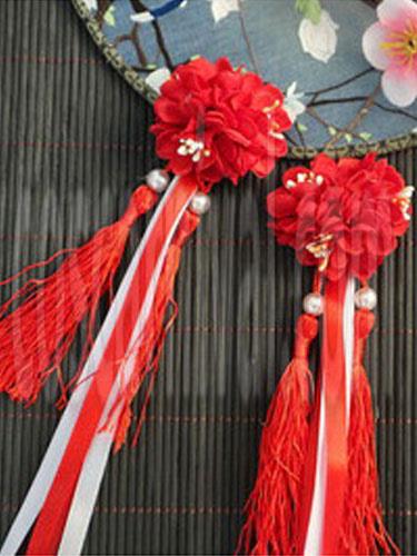 Chinese Style Lolita Headpieces Fringe Flowers Beaded Qi Lolita Accessories