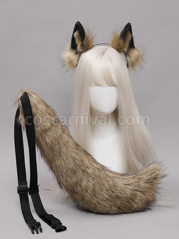 White Lolita Accessories Fox Ears Tail 2-Piece Set Polyester Fiber Accessory Miscellaneous