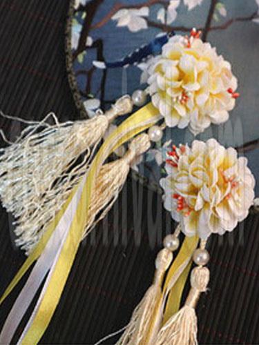 Chinese Style Lolita Headpieces Fringe Flowers Beaded Qi Lolita Accessories