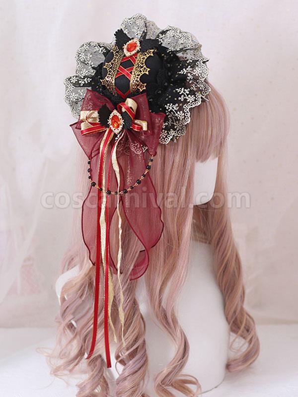 Gothic Top Hat Lace Bow Fascinator Hair Clip Vintage Accessory coscarnival