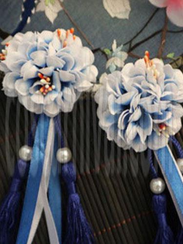 Chinese Style Lolita Headpieces Fringe Flowers Beaded Qi Lolita Accessories