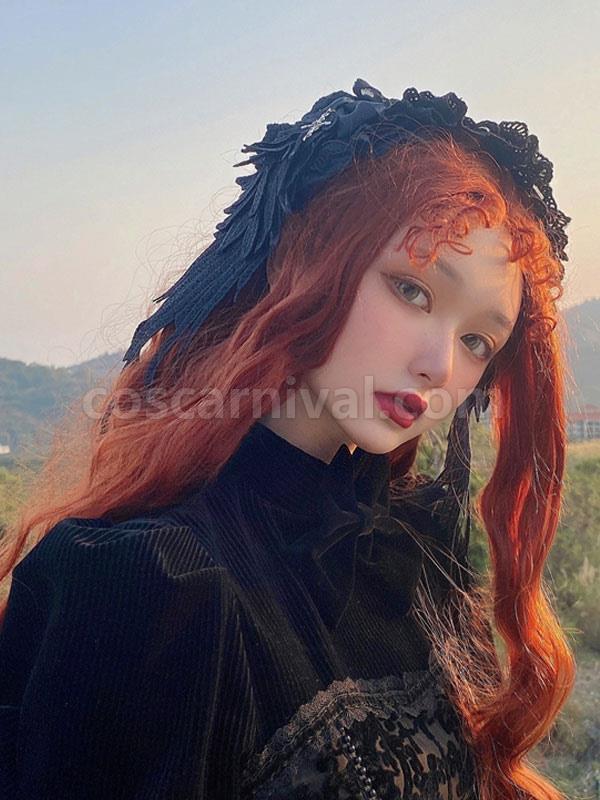 Black Lolita Headwear Ruffles?Lace Polyester Fiber Lace Miscellaneous Accessories Black Lolita Headwear