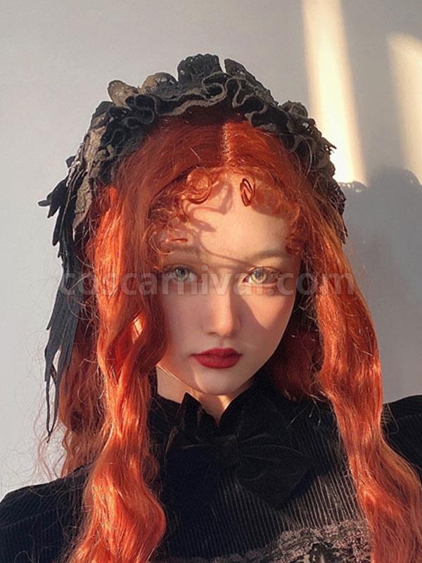 Black Lolita Headwear Ruffles?Lace Polyester Fiber Lace Miscellaneous Accessories Black Lolita Headwear