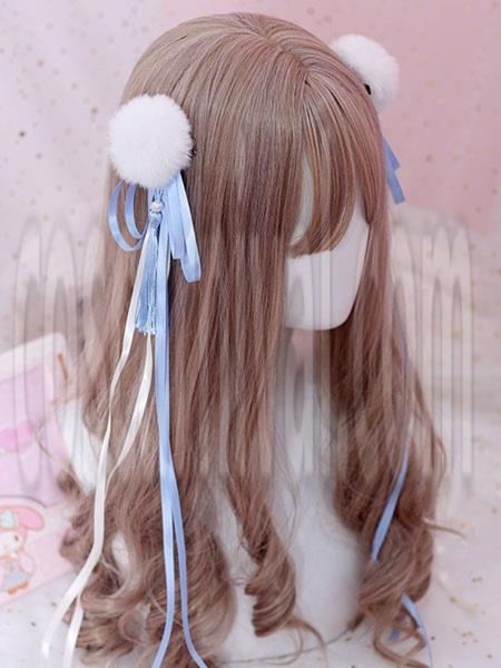 Chinese Style Lolita Hair Pin Pom Pom Tassel Bow Red Lolita Hair Accessory