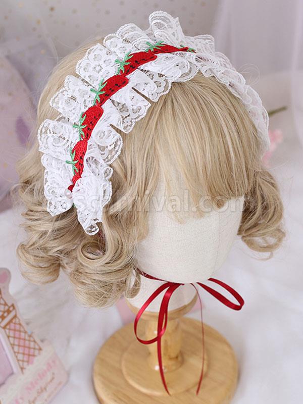 Sweet Lolita Headdress Lace Strawberry Headband coscarnival