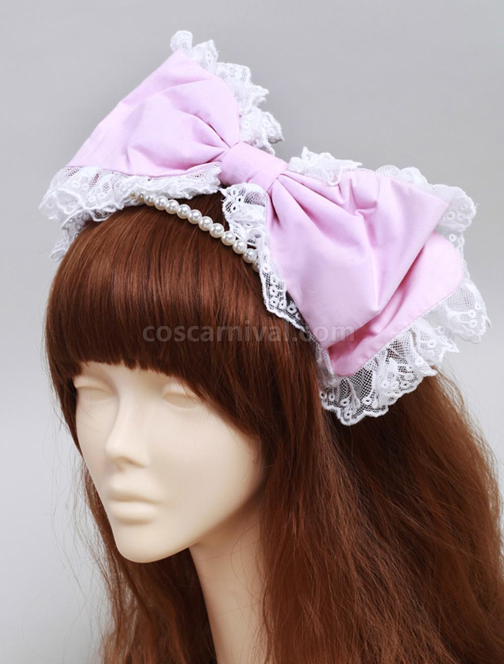 Pink Cotton Lovely Pearls Lolita Headdress