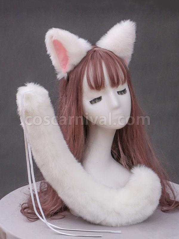 스위트 로리타 액세서리 흰 고양이 귀 꼬리 2종 세트 로리타 액세서리 의상 coscarnival