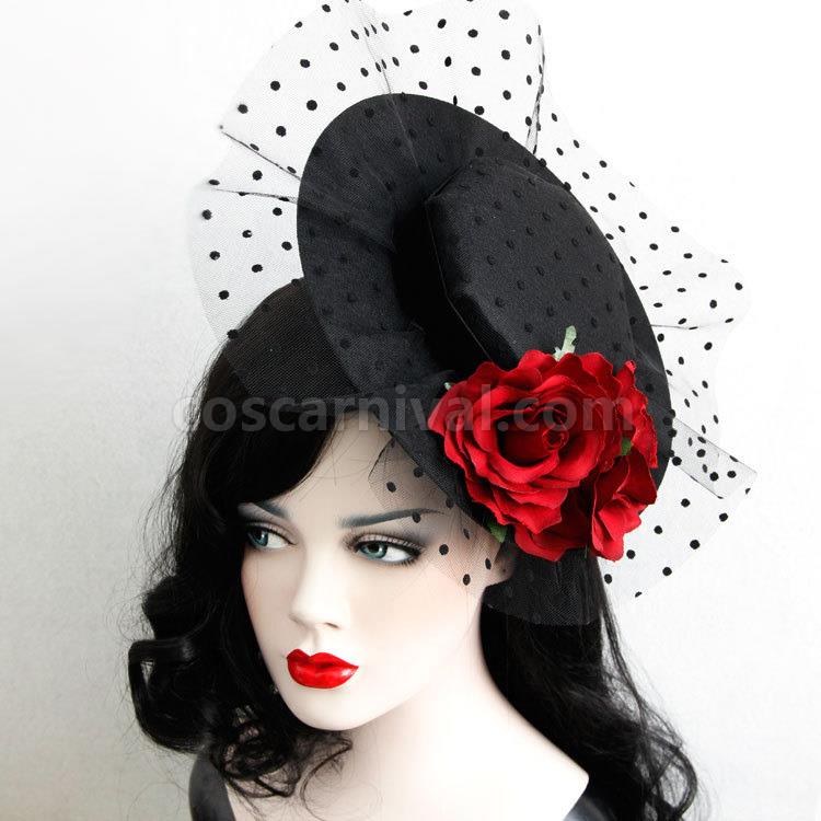 Gothic Lolita Headdress Flower Corduroy Black Lolita Veil coscarnival