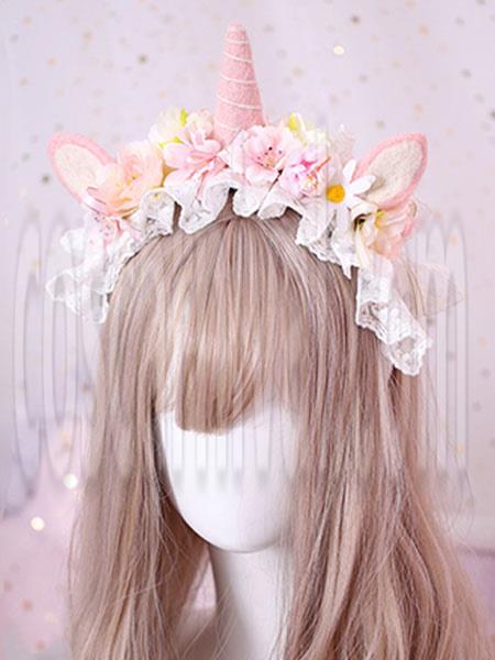 Sweet Lolita Hair Clasp Ruffle Flower Lace Bow Lolita Hair Accessory coscarnival
