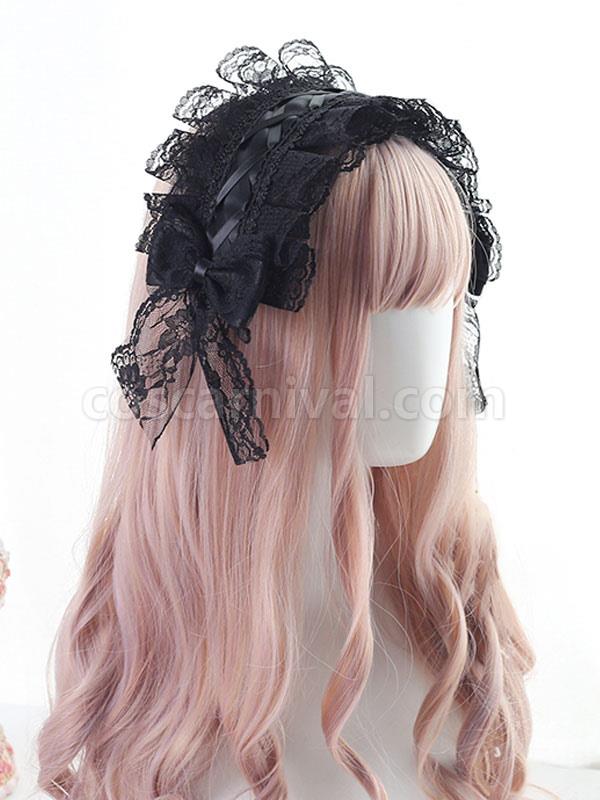 Gothic Lolita Headdress Lace Bow Lolita Headband coscarnival