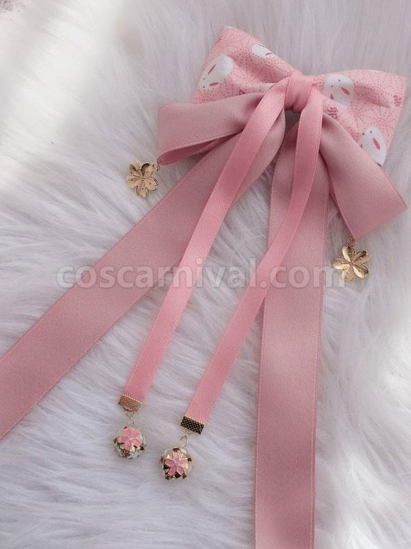 Wa Lolita Headdress Pink Linen Cotton Blend Bows?Flowers Sakura Pattern?Bow Headwear Lolita Hair Accessories