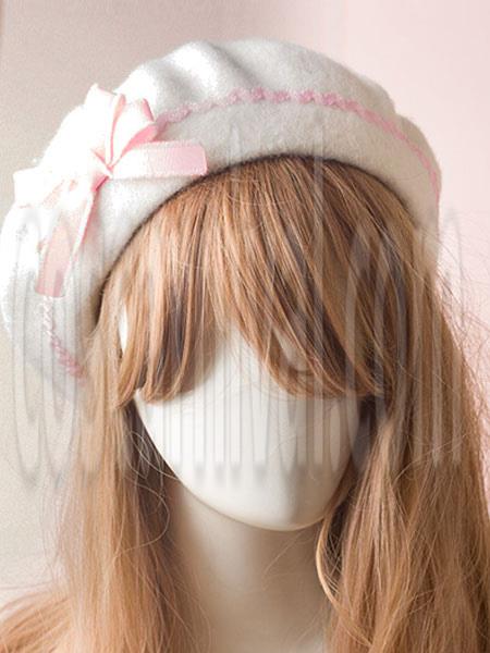 Sweet Lolita Hat Bow Pom Pom Wool Lolita Beret coscarnival
