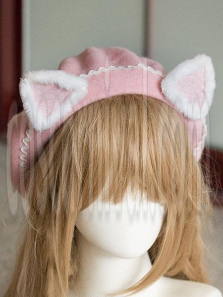 Sweet Lolita Beret Wool Cat Ear Lolita Hat coscarnival