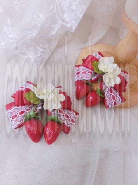 Lolita Sweet Barrette Strawberry Headwear coscarnival